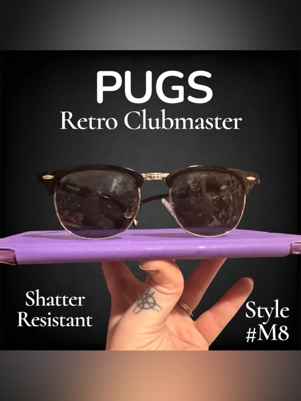 SALE 🔥 PUGS Retro Clubmaster Sunglasses - Unisex _ Silver & Black